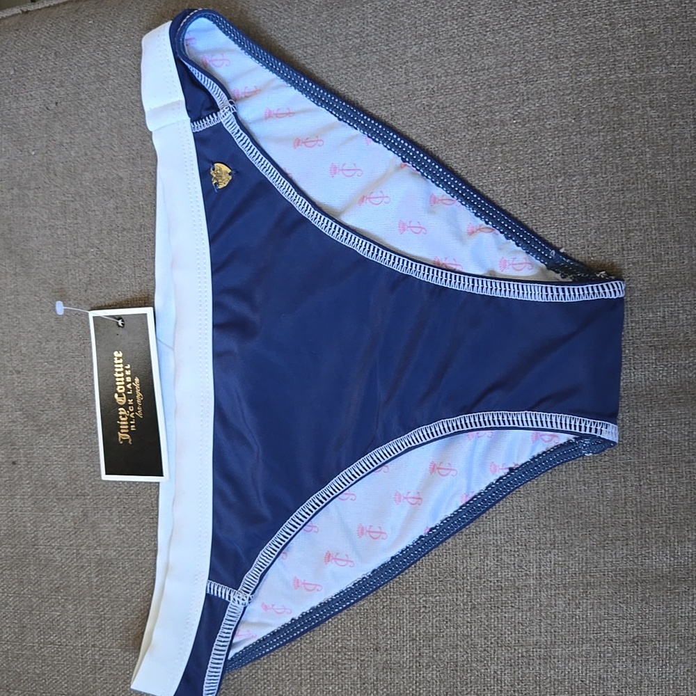 NWT JUICY COUTURE BLACK LABEL LOS ANGELES REGAL BLUE Bikini Bottom small